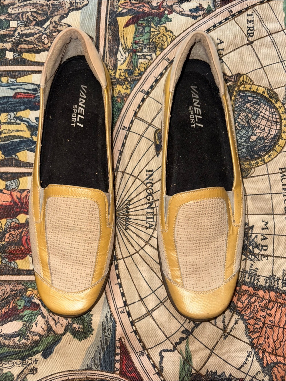 Vaneli Yellow and Cream Slip-On Loafers